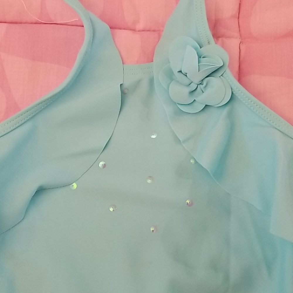 NWT Kate Mack Aqua Halter 1 Piece Swimsuit Size 3T - Picture 3 of 12